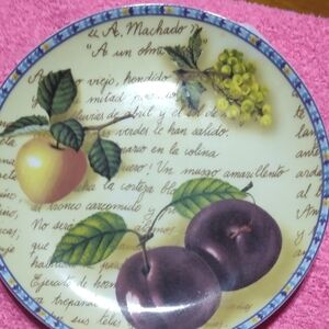 Decorative Fruit Accent Plate in Yellow, Purple and Green
